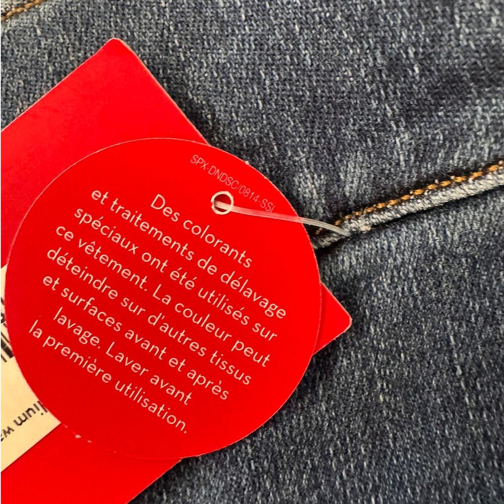 SPANX NEW NWT Large Blue Denim Medium Wash Distressed Skinny Jeans Raw Hem - Picture 8 of 16